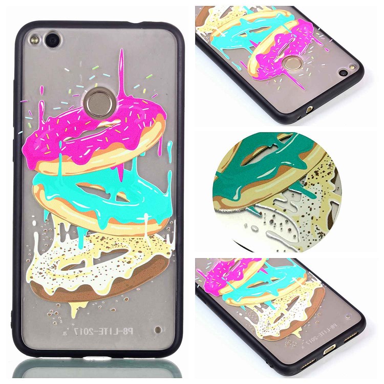 Caoutchouté En Relief TPU + PC Coque Arrière Hybride Pour Huawei P8 Lite (2017) / Honneur 8 Lite - Beignets-1