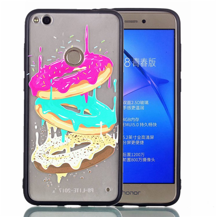 Caoutchouté En Relief TPU + PC Coque Arrière Hybride Pour Huawei P8 Lite (2017) / Honneur 8 Lite - Beignets-2