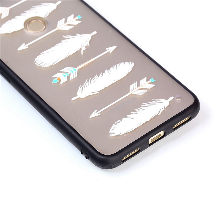Rubberized Embossed TPU + PC Hybrid Phone Case Accessory for Huawei P8 Lite (2017)/Honor 8 Lite - Arrow and Feather-4