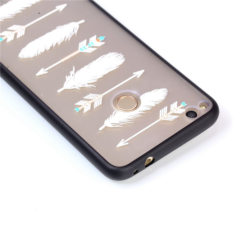 Rubberized Embossed TPU + PC Hybrid Phone Case Accessory for Huawei P8 Lite (2017)/Honor 8 Lite - Arrow and Feather-5