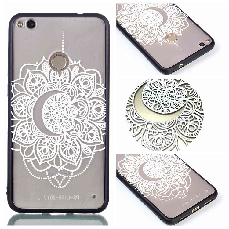 Rubberized Embossed TPU + PC Combo Cell Phone Casing for Huawei P8 Lite (2017)/Honor 8 Lite - Pretty Flower-1