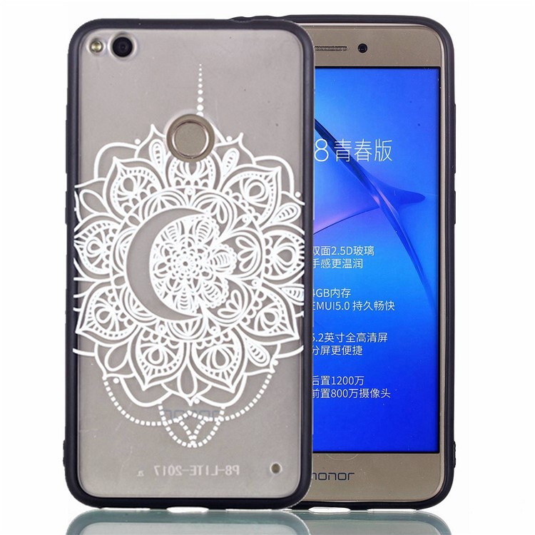 Rubberized Embossed TPU + PC Combo Cell Phone Casing for Huawei P8 Lite (2017)/Honor 8 Lite - Pretty Flower-2