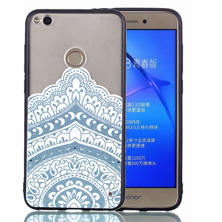 Rubberized Embossed TPU + PC Combo Protection Cover for Huawei P8 Lite (2017)/Honor 8 Lite - Mandala-2