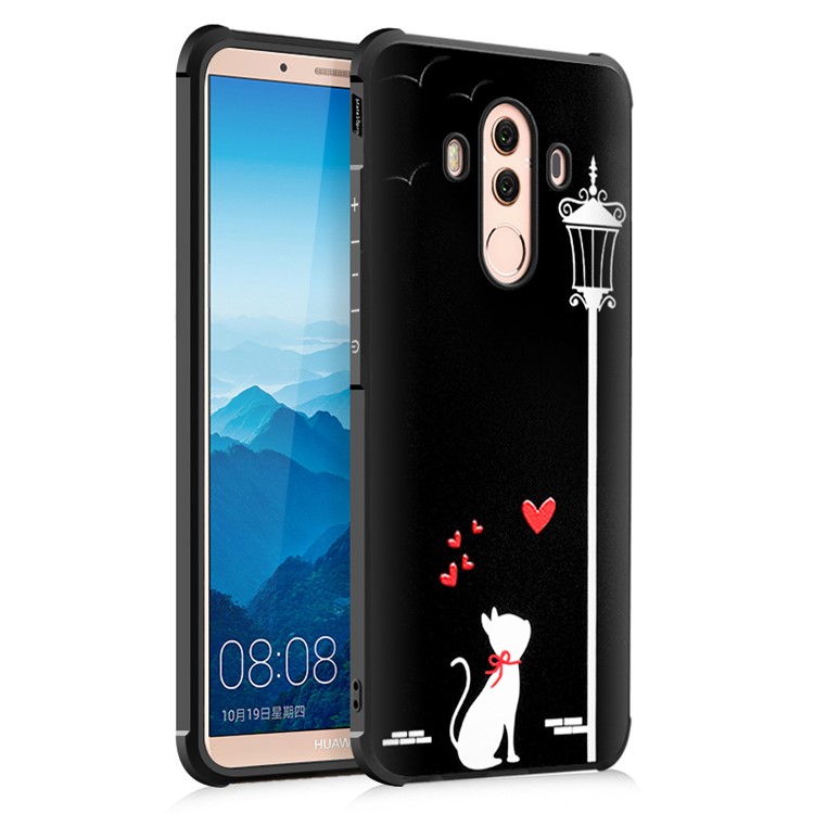 Wrapped Edges Soft Embossed TPU Mobile Cover for Huawei Mate 10 Pro - Love Cat-1