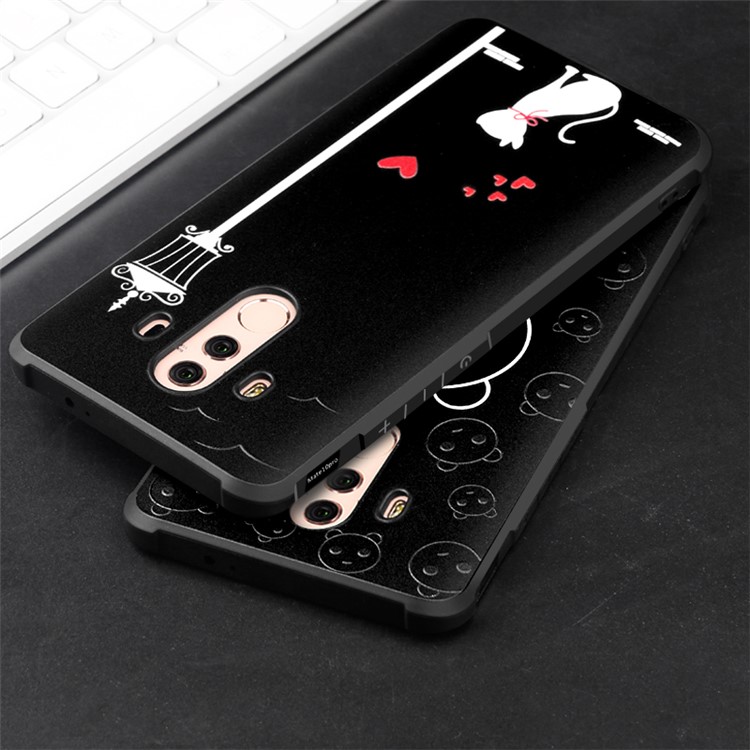 Wrapped Edges Soft Embossed TPU Mobile Cover for Huawei Mate 10 Pro - Love Cat-2