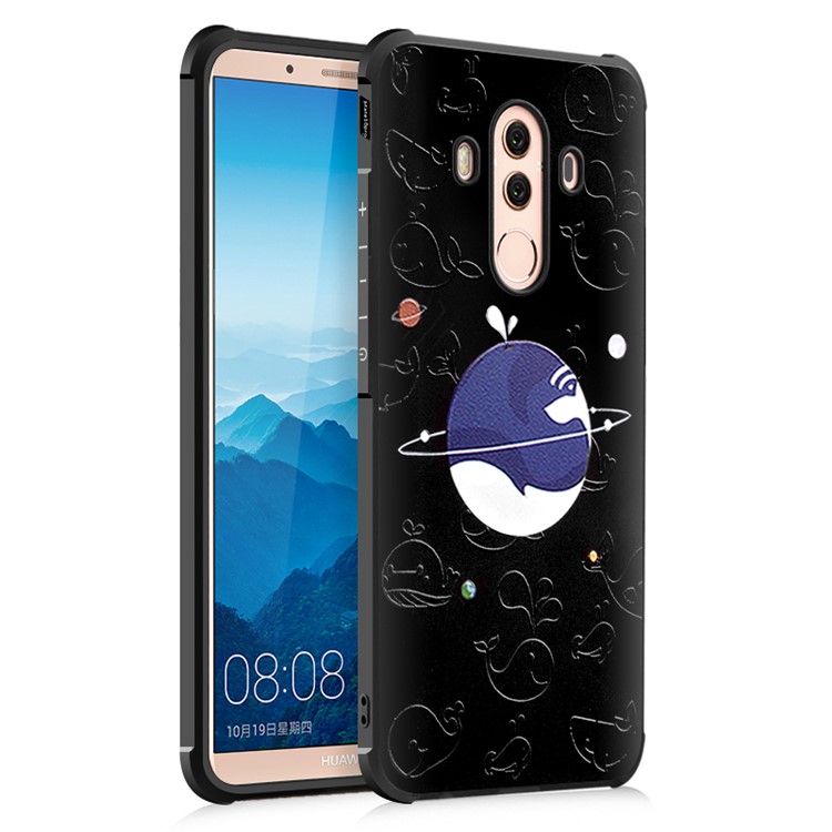 Wrapped Edges Embossing Soft TPU Phone Case for Huawei Mate 10 Pro - Whale-1