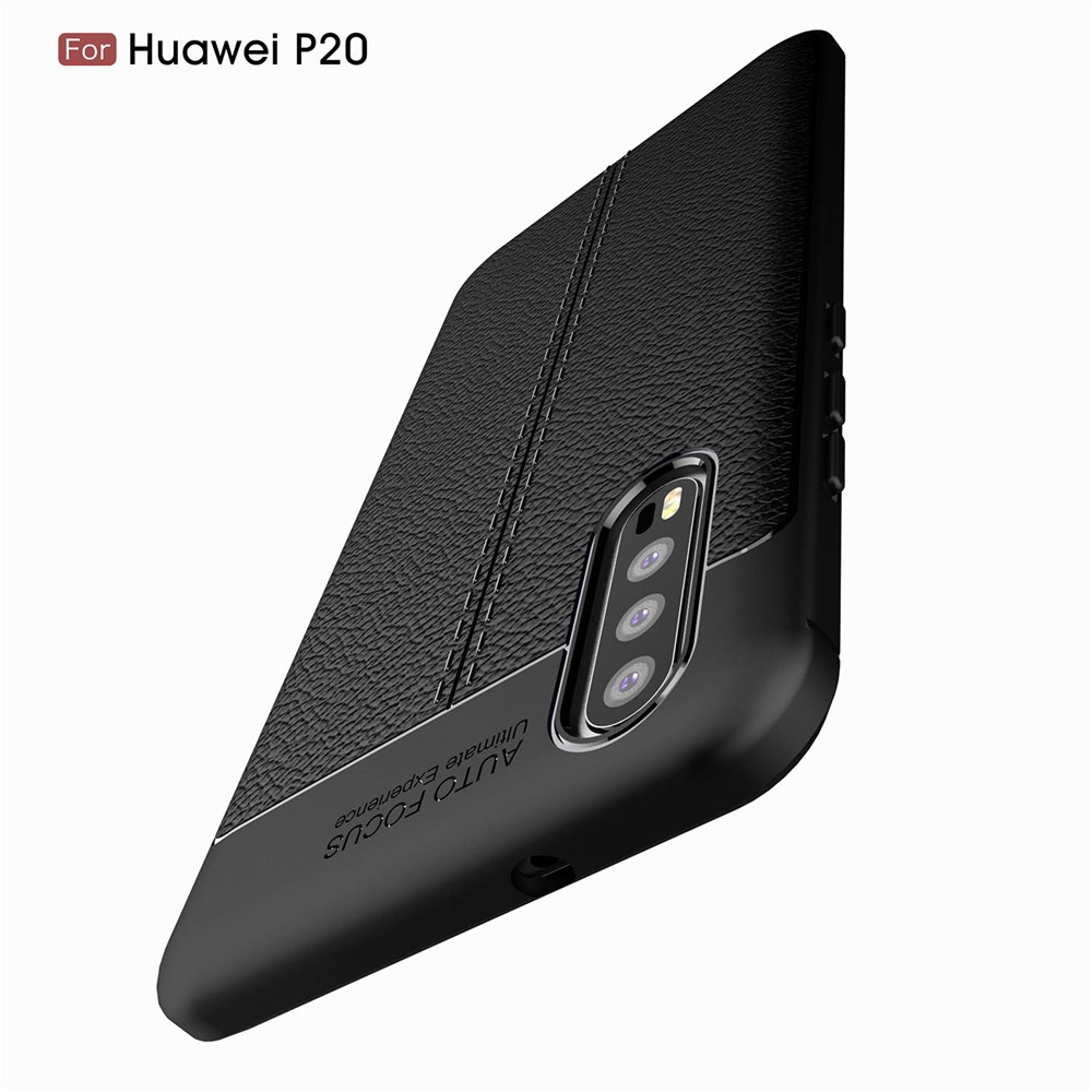 Litchi Grain Soft TPU Back Cover for Huawei P20 - Black-3