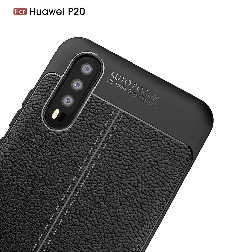 Litchi Grain Soft TPU TPU Back Cover Para Huawei P20 - Negro-5