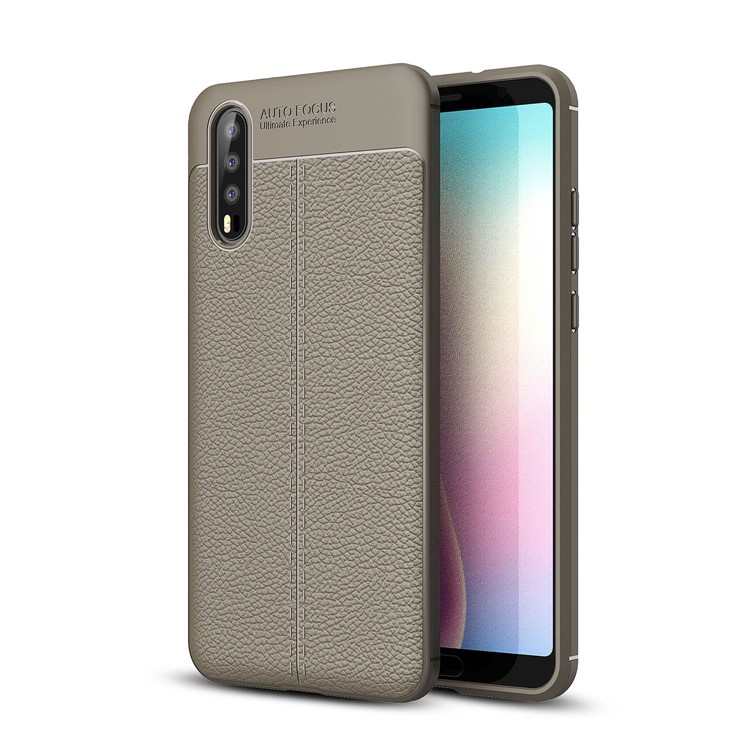 Litchi Grain Soft TPU Back Case for Huawei P20 - Grey-1