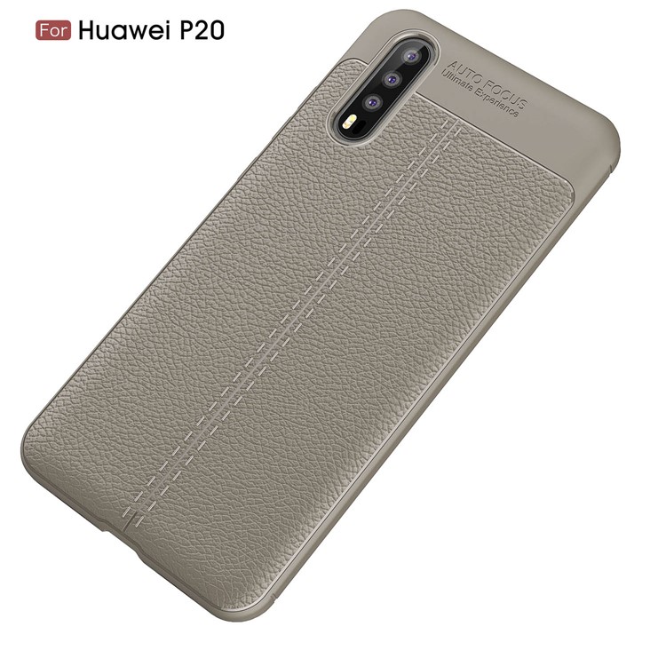 Litchi Grain Soft TPU Back Case for Huawei P20 - Grey-2