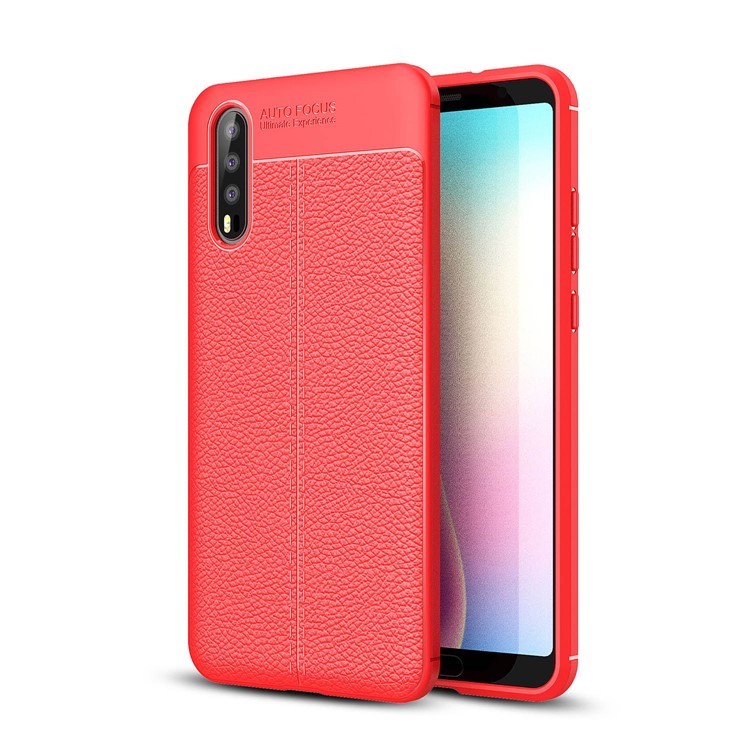 Litchi Grain Soft TPU Back Shell for Huawei P20 - Red-1