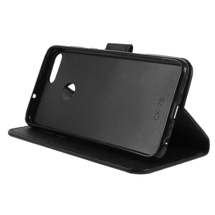 Litchi Skin Leather Wallet Case for Huawei P Smart / Enjoy 7S - Black-3