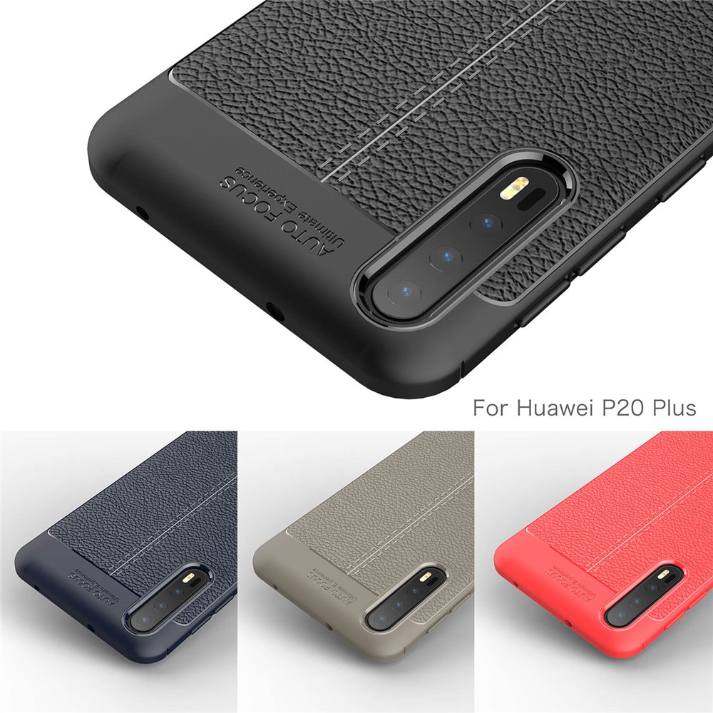 Litchi Grain Soft TPU Back Cover for Huawei P20 Pro - Black-10