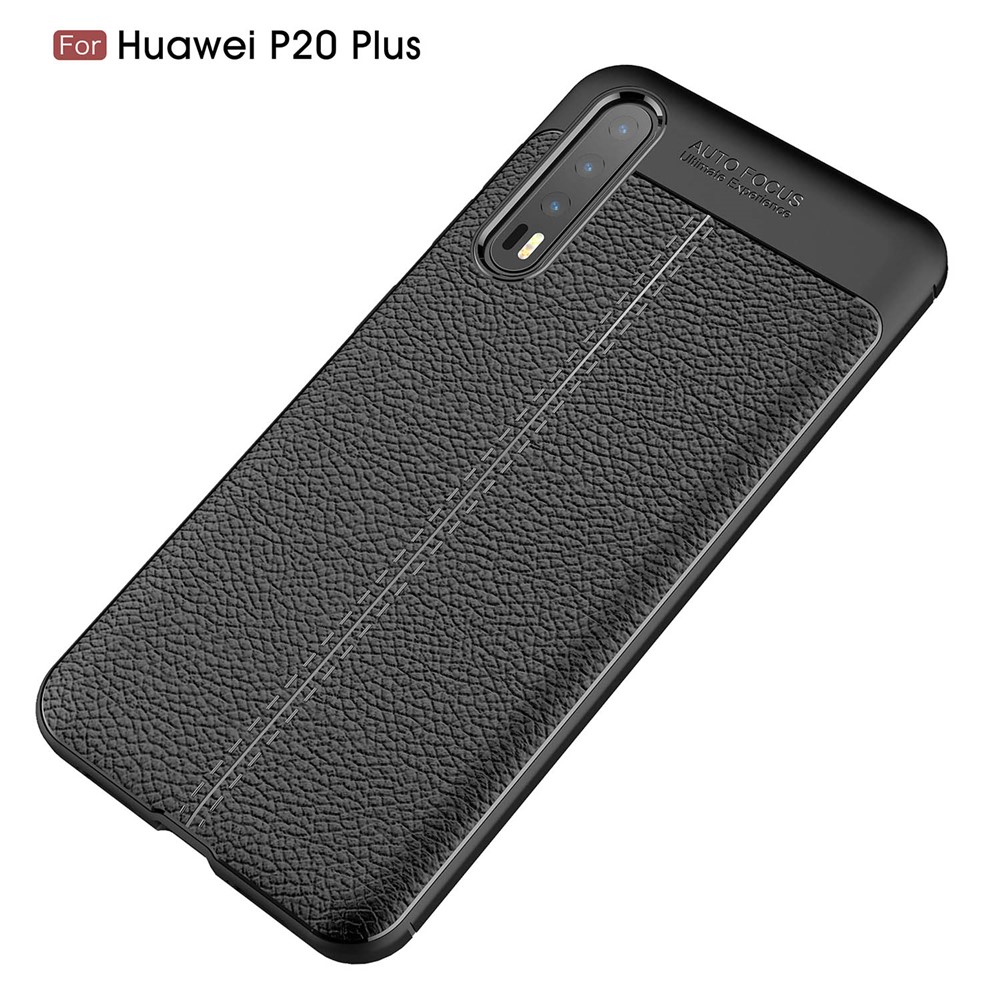 Couvercle Arrière TPU à Grain Litchi Soft Pour Huawei P20 Pro - le Noir