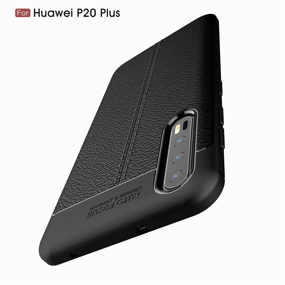 Litchi Grain Soft TPU Back Cover for Huawei P20 Pro - Black-3