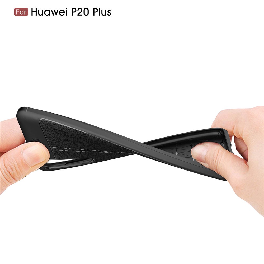 Litchi Grão Tpu Mole Tpu Para Huawei P20 Pro - Preto