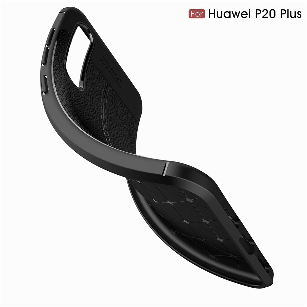 Couvercle Arrière TPU à Grain Litchi Soft Pour Huawei P20 Pro - le Noir