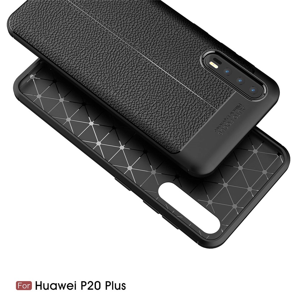 Litchi Grão Tpu Mole Tpu Para Huawei P20 Pro - Preto