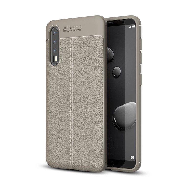 Litchi Grain Soft TPU Back Case for Huawei P20 Pro - Grey-1