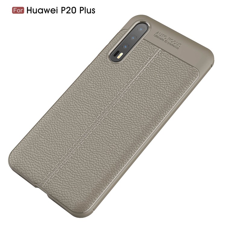 Litchi Grain Soft TPU Back Case for Huawei P20 Pro - Grey-2
