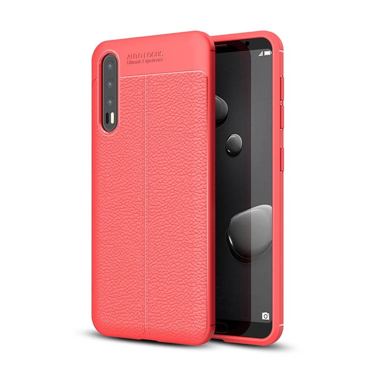 Litchi Grain Soft TPU Back Casing for Huawei P20 Pro - Red-1