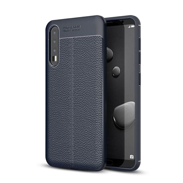 Litchi Grain Soft TPU Back Shell for Huawei P20 Pro - Dark Blue-1