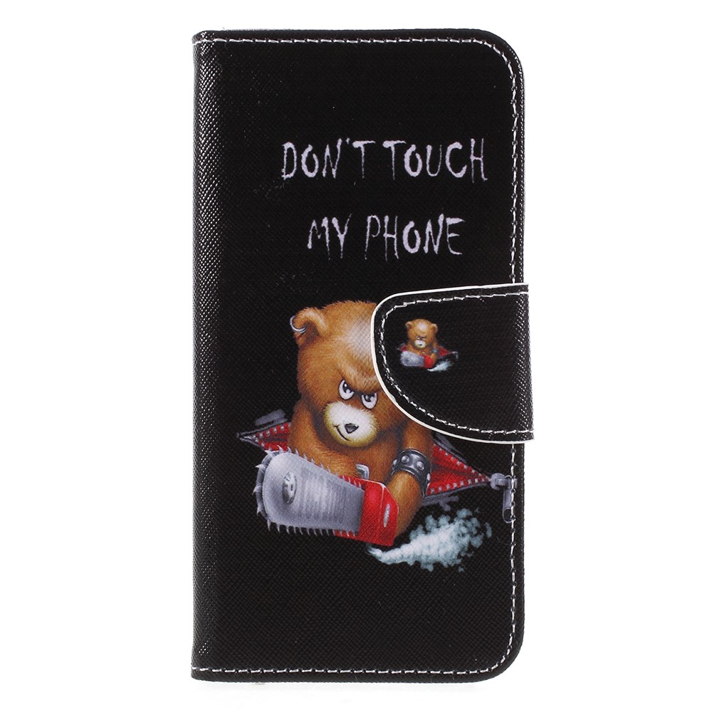 Pattern Printing Cross Texture Stand Wallet Leather Cell Phone Cover for Huawei P Smart / Enjoy 7S - Bear with Saw-3