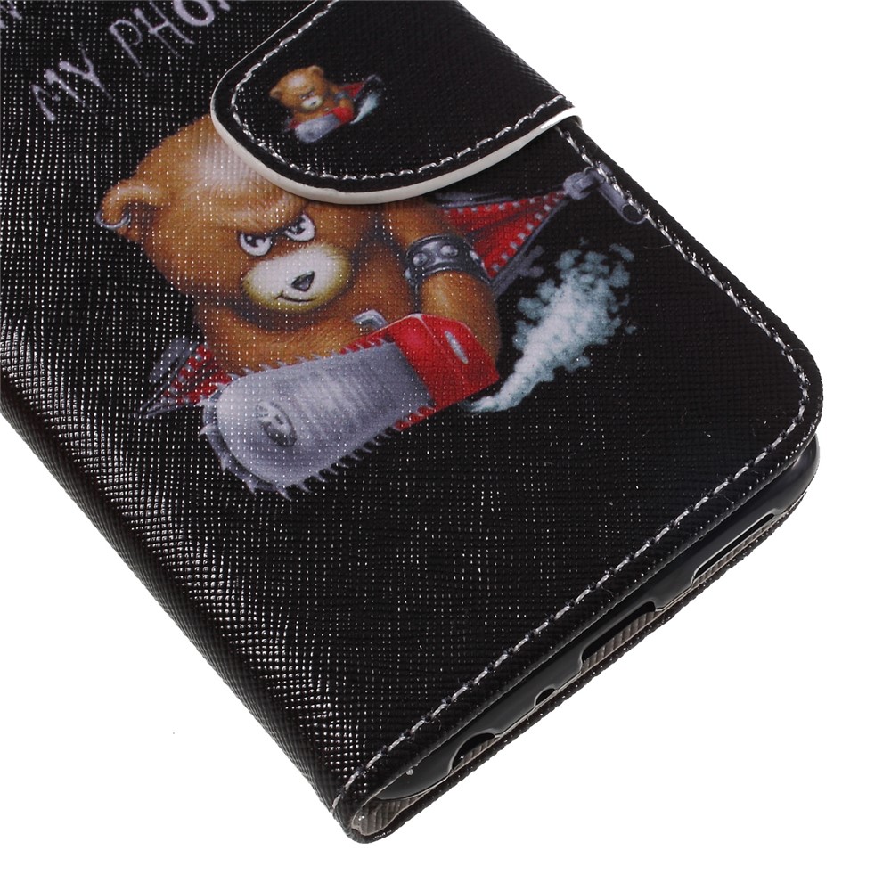 Pattern Printing Cross Texture Stand Wallet Leather Cell Phone Cover for Huawei P Smart / Enjoy 7S - Bear with Saw-7