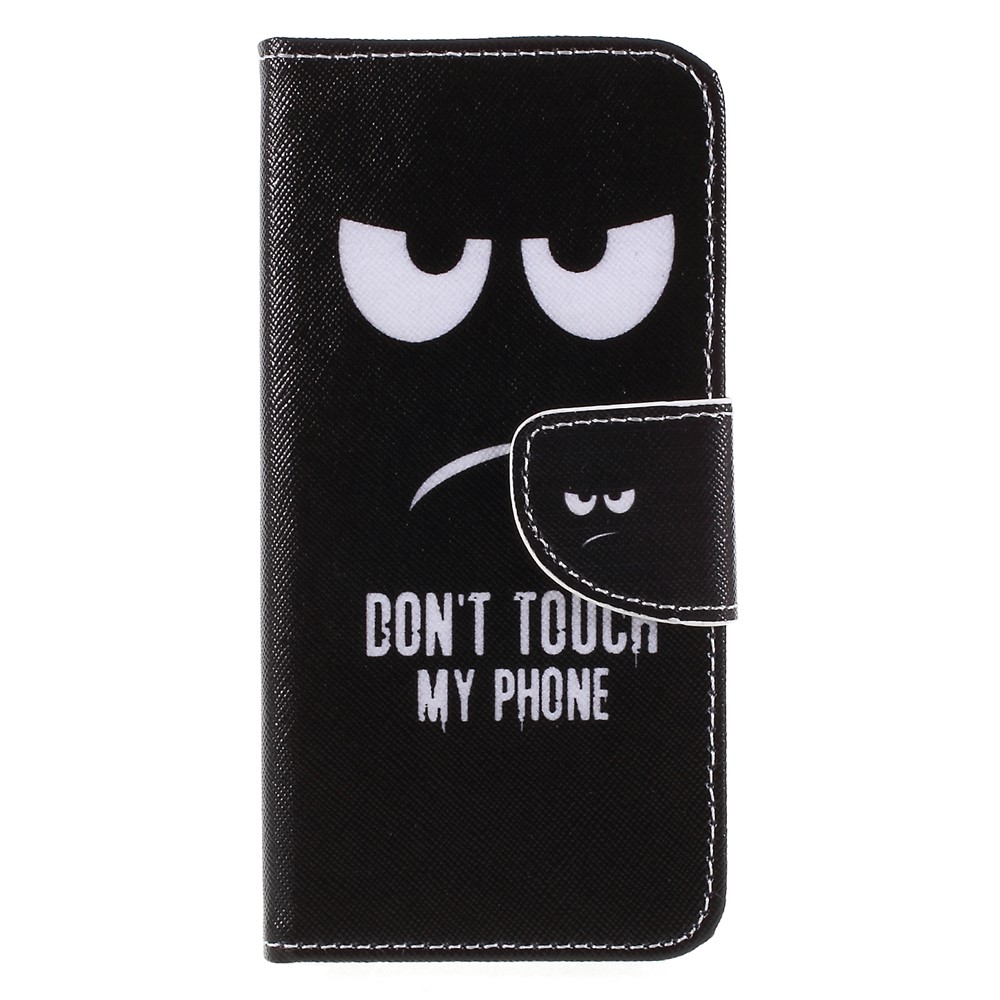 Pattern Printing Cross Texture Stand Wallet Leather Flip Cover for Huawei P Smart / Enjoy 7S - Angry Face-1
