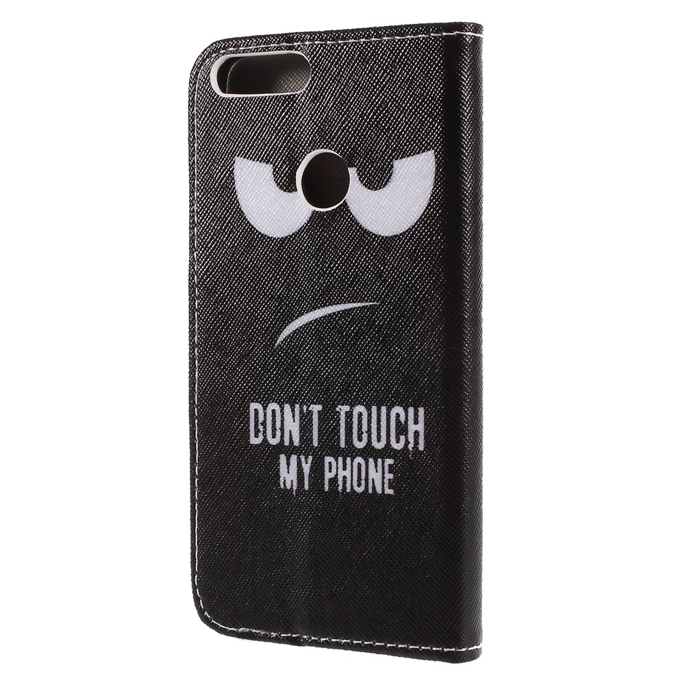 Pattern Printing Cross Texture Stand Wallet Leather Flip Cover for Huawei P Smart / Enjoy 7S - Angry Face-2