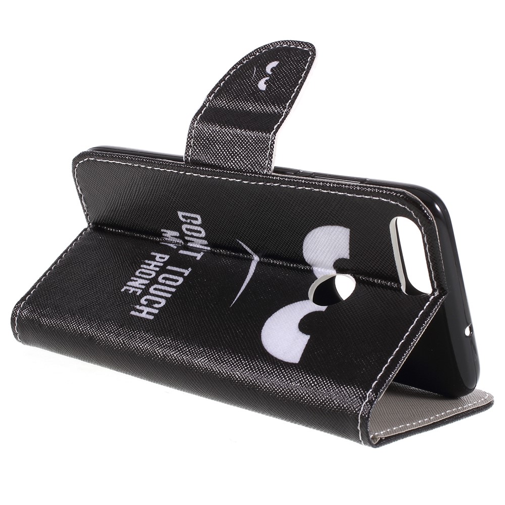 Pattern Printing Cross Texture Stand Wallet Leather Flip Cover for Huawei P Smart / Enjoy 7S - Angry Face-5