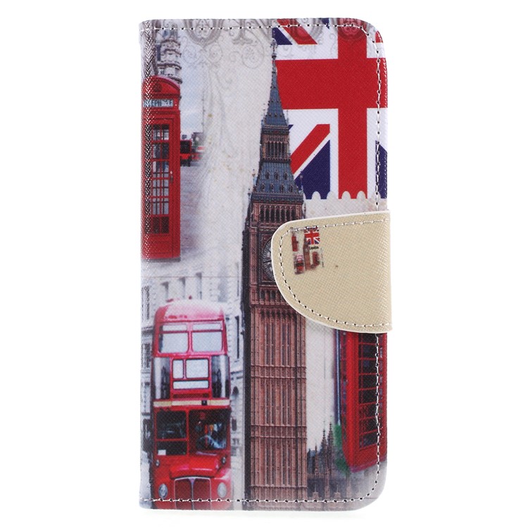 For Huawei P Smart / Enjoy 7S Pattern Printing Cross Texture Stand Wallet Leather Mobile Casing - Big Ben and UK Flag-1