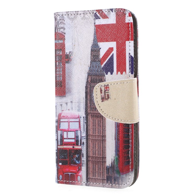 For Huawei P Smart / Enjoy 7S Pattern Printing Cross Texture Stand Wallet Leather Mobile Casing - Big Ben and UK Flag-3