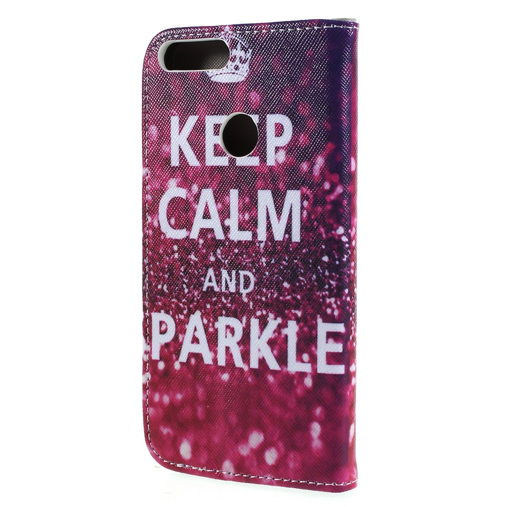 Pattern Printing Cross Texture Stand Wallet Leather Flip Case for Huawei P Smart / Enjoy 7S - Keep Calm-2