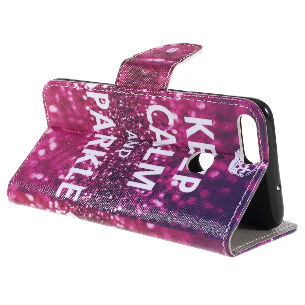 Pattern Printing Cross Texture Stand Wallet Leather Flip Case for Huawei P Smart / Enjoy 7S - Keep Calm-5