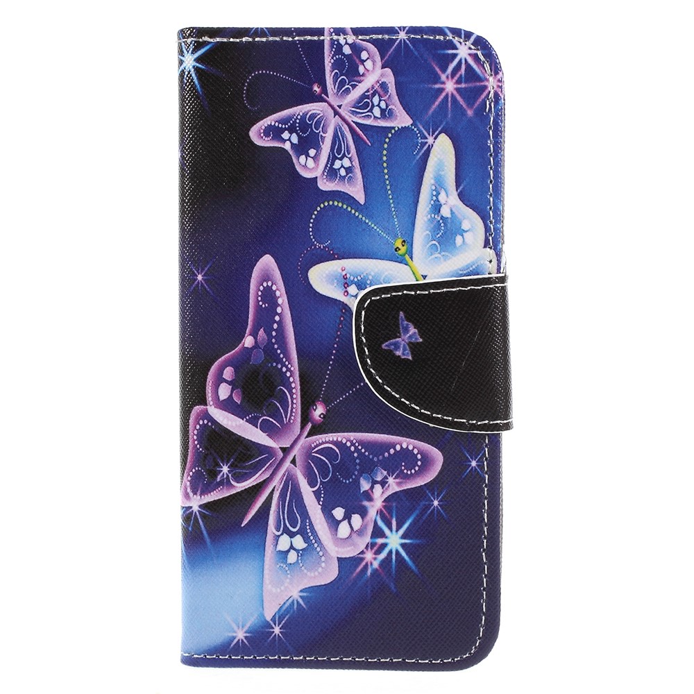 Pattern Printing Cross Grain Wallet Stand Leather Flip Cover for Huawei P Smart / Enjoy 7S - Beautiful Butterfly-1