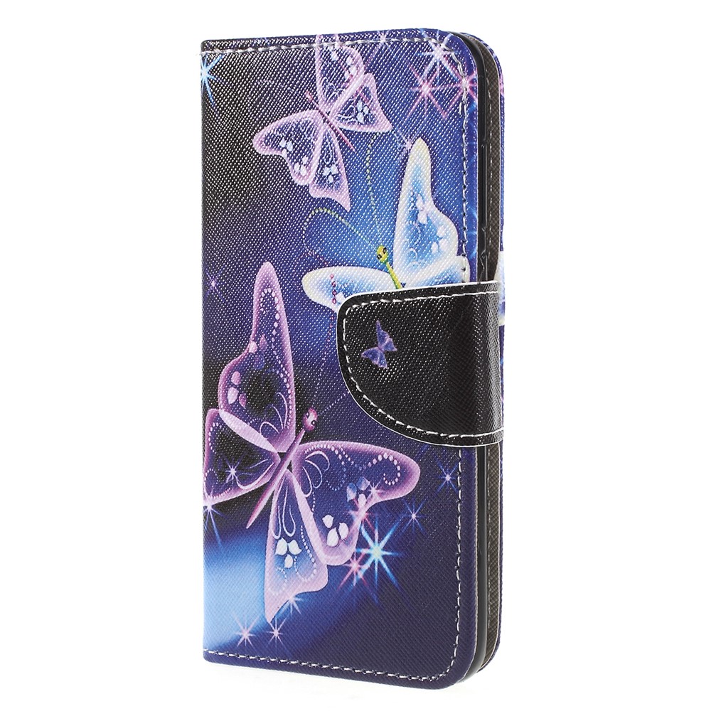 Pattern Printing Cross Grain Wallet Stand Leather Flip Cover for Huawei P Smart / Enjoy 7S - Beautiful Butterfly-3