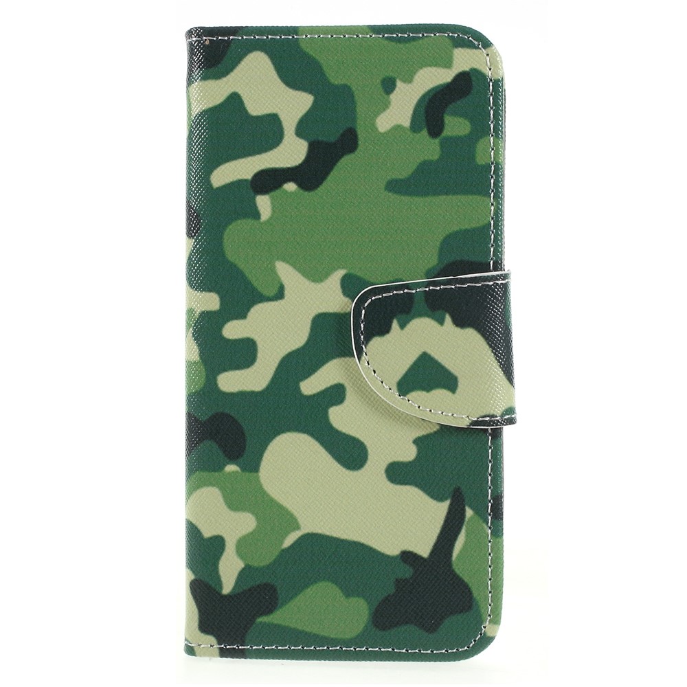 Pattern Printing Cross Grain Wallet Stand PU Leather Case Shell for Huawei P Smart / Enjoy 7S - Camouflage Cloth-1