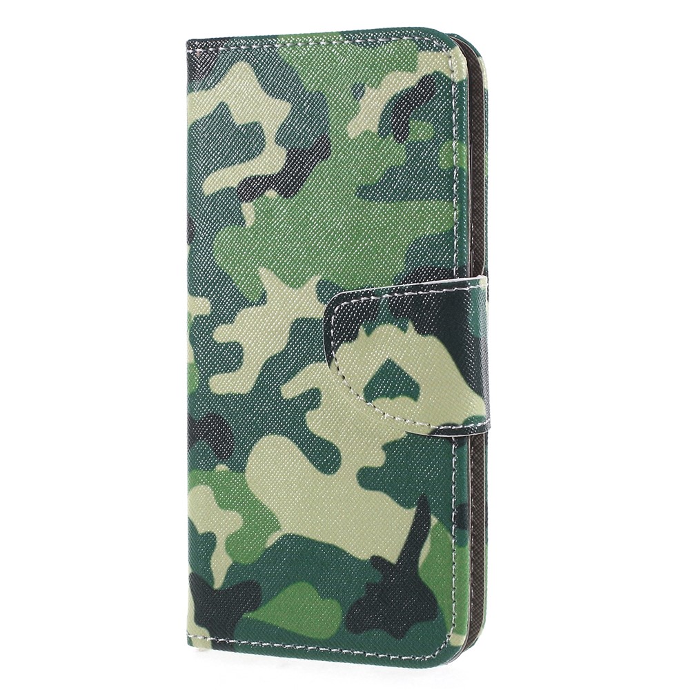Pattern Printing Cross Grain Wallet Stand PU Leather Case Shell for Huawei P Smart / Enjoy 7S - Camouflage Cloth-3