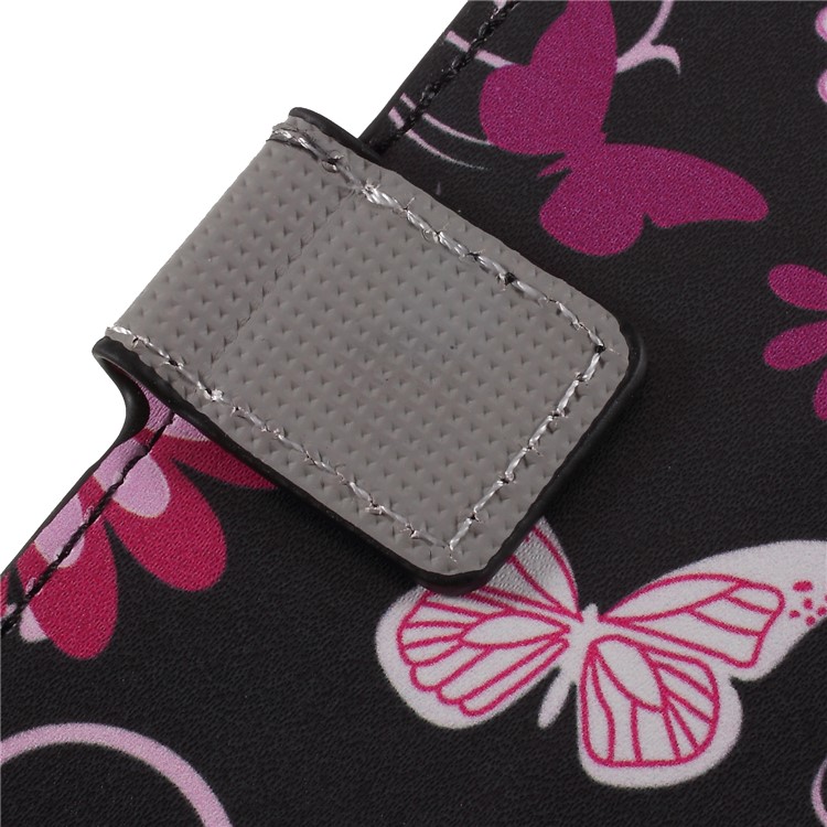 For Huawei P Smart / Enjoy 7S Pattern Printing PU Leather Magnetic Wallet Stand Protective Phone Case - Pink Flower and Butterfly-10