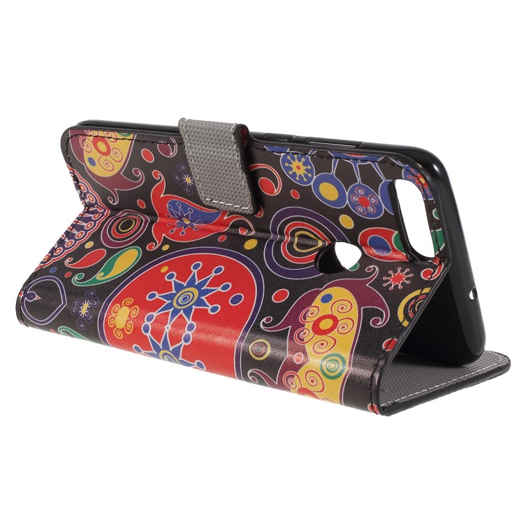 Pattern Printing PU Leather Magnetic Wallet Stand Folio Cover for Huawei P Smart / Enjoy 7S - Abstract Pattern-5