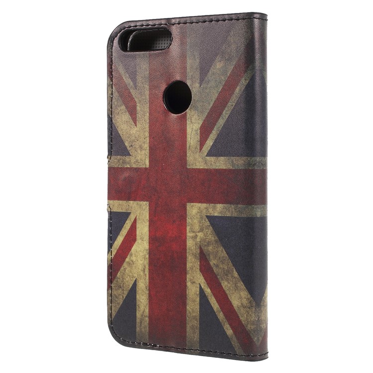Pattern Printing PU Leather Magnetic Wallet Stand Protective Mobile Shell for Huawei P Smart / Enjoy 7S - Flag of British-2