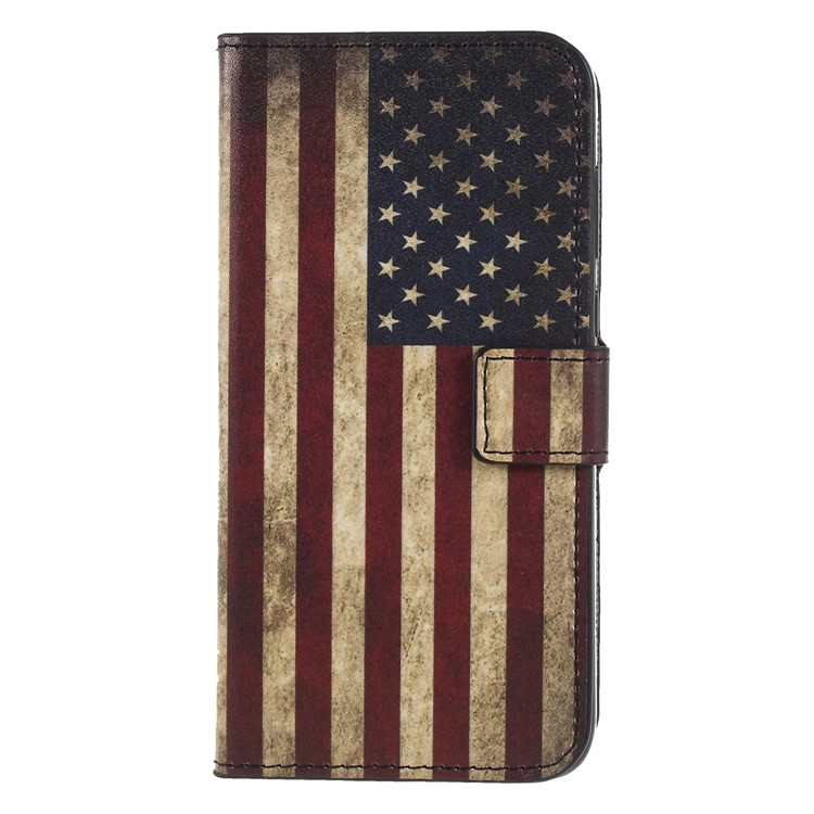 Pattern Printing PU Leather Magnetic Wallet Stand Protective Phone Casing for Huawei P Smart / Enjoy 7S - Flag of America-1