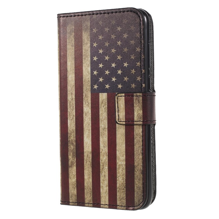 Pattern Printing PU Leather Magnetic Wallet Stand Protective Phone Casing for Huawei P Smart / Enjoy 7S - Flag of America-3