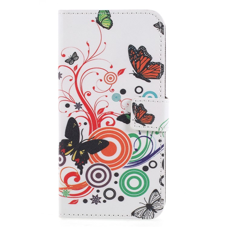 Pattern Printing PU Leather Wallet Stand Protective Phone Shell with Magnet for Huawei P Smart / Enjoy 7S - Butterfly-1