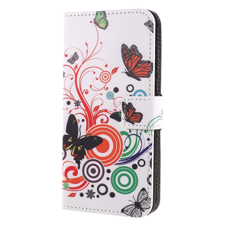 Pattern Printing PU Leather Wallet Stand Protective Phone Shell with Magnet for Huawei P Smart / Enjoy 7S - Butterfly-3