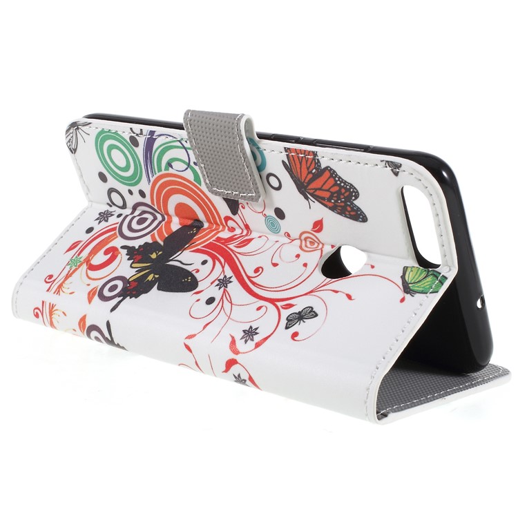 Pattern Printing PU Leather Wallet Stand Protective Phone Shell with Magnet for Huawei P Smart / Enjoy 7S - Butterfly-5