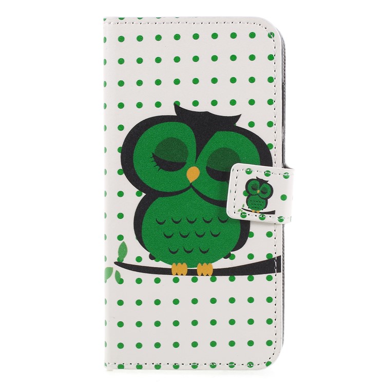 Pattern Printing PU Leather Magnetic Wallet Stand Protective Mobile Phone Cover for Huawei P Smart / Enjoy 7S - Sleeping Owl-1