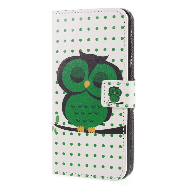 Pattern Printing PU Leather Magnetic Wallet Stand Protective Mobile Phone Cover for Huawei P Smart / Enjoy 7S - Sleeping Owl-3