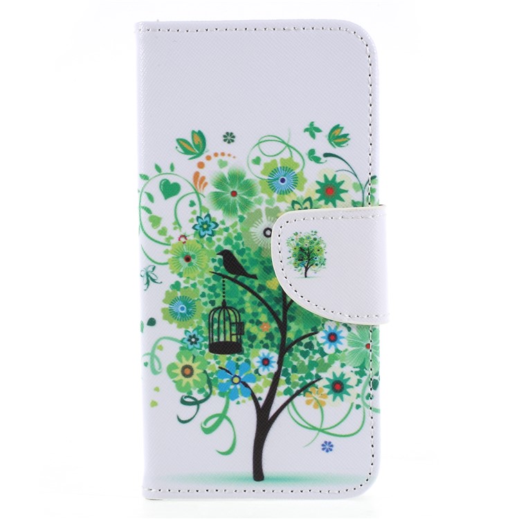 Kreuz Textur-Druck Leder Brieftasche Folio Flip Shell Für Huawei Ehre 9 Lite / Ehre 9 Jugendausgabe - Grüner Baum-1